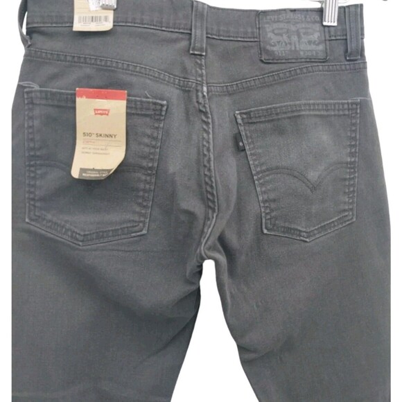 Levi's 511 Mens Junior Jeans Skinny Straight Leg Black Wash Grey Stretch 30x30 - Picture 10 of 13